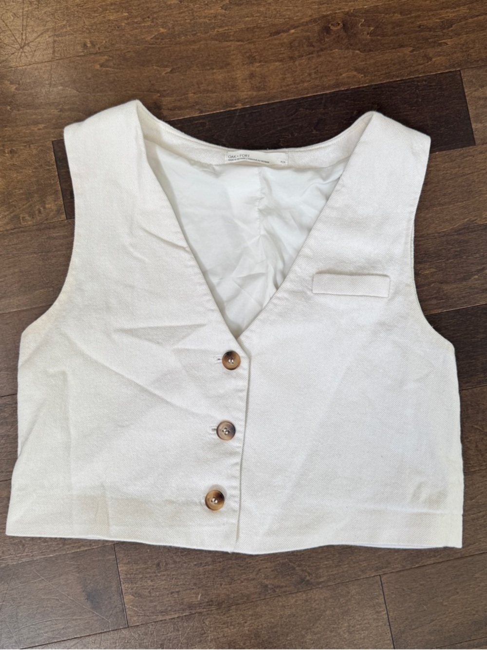 Oak and fort off white button down suit vest crop tank top small - Picture 2 of 6